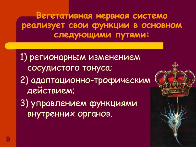 9 Вегетативная нервная система реализует свои функции в основном следующими путями: 1) регионарным 9 Вегетативная нервная система реализует свои функции в основном следующими путями: 1) регионарным